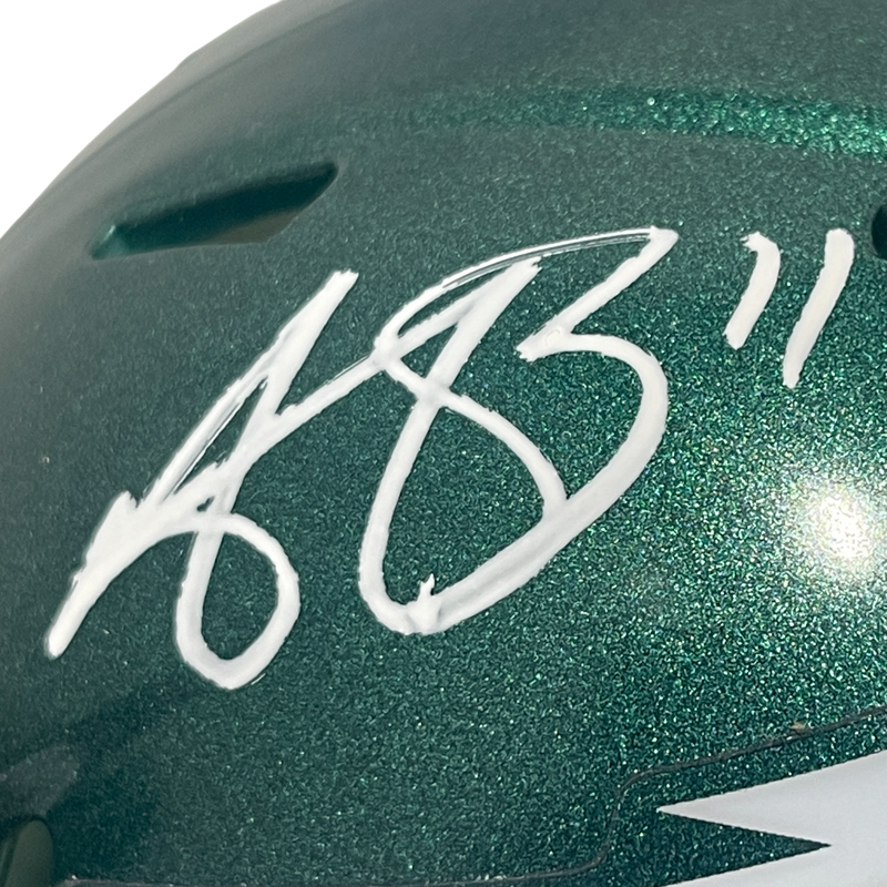 AJ Brown Signed Philadelphia Eagles Speed Mini Helmet Beckett Witness BAS COA