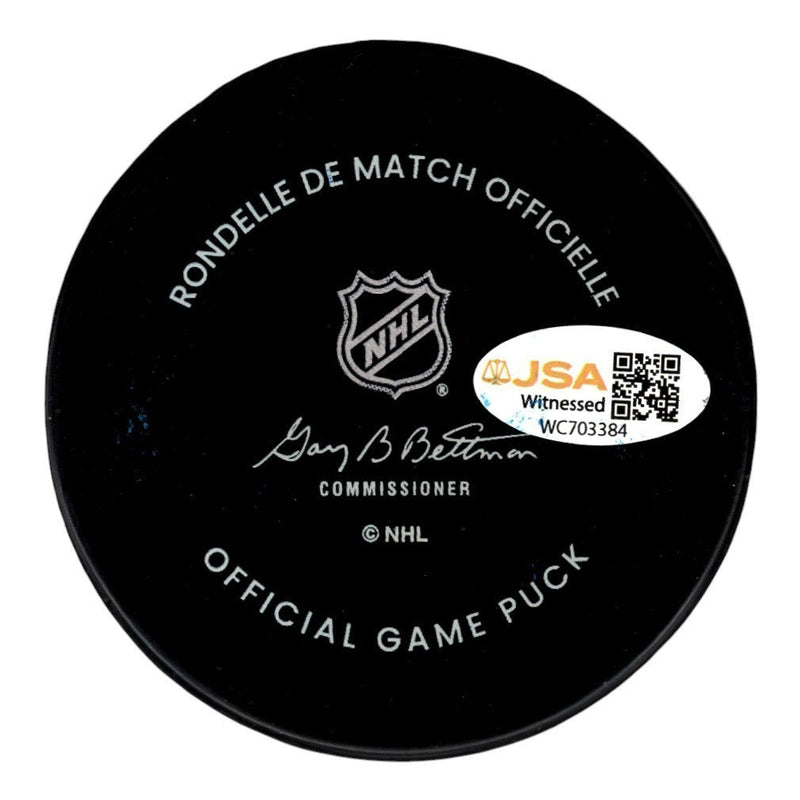 Billy Smith Signed Islanders 50th Anniversary Game Puck w/ HOF 93 JSA Wit COA