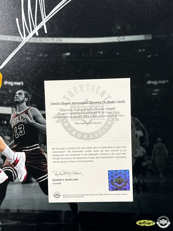 Timofey Mozgov Signed Running the Break 16x20 Photo Upper Deck UDA COA Cavaliers