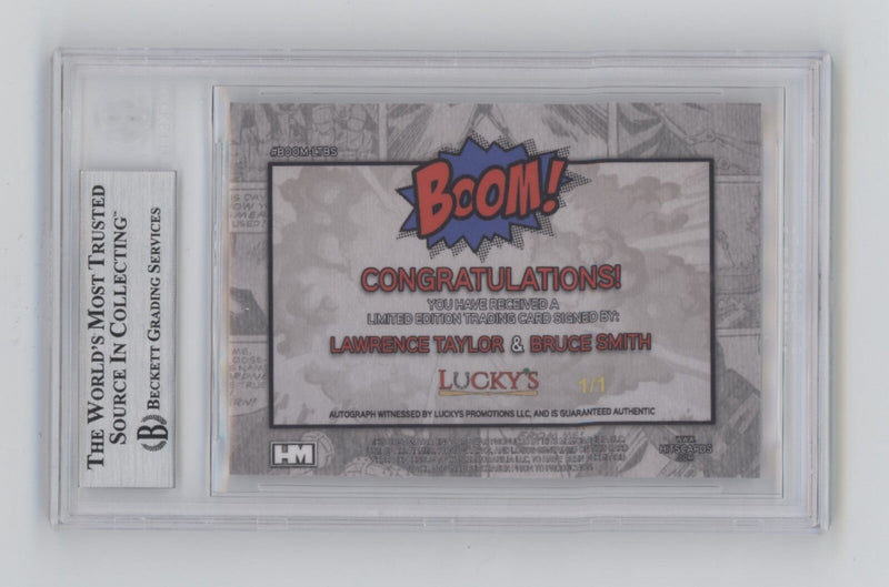 Bruce Smith & Lawrence Taylor 2024 Hits BOOM Super #1/1 Dual Signed BGS BAS Auto