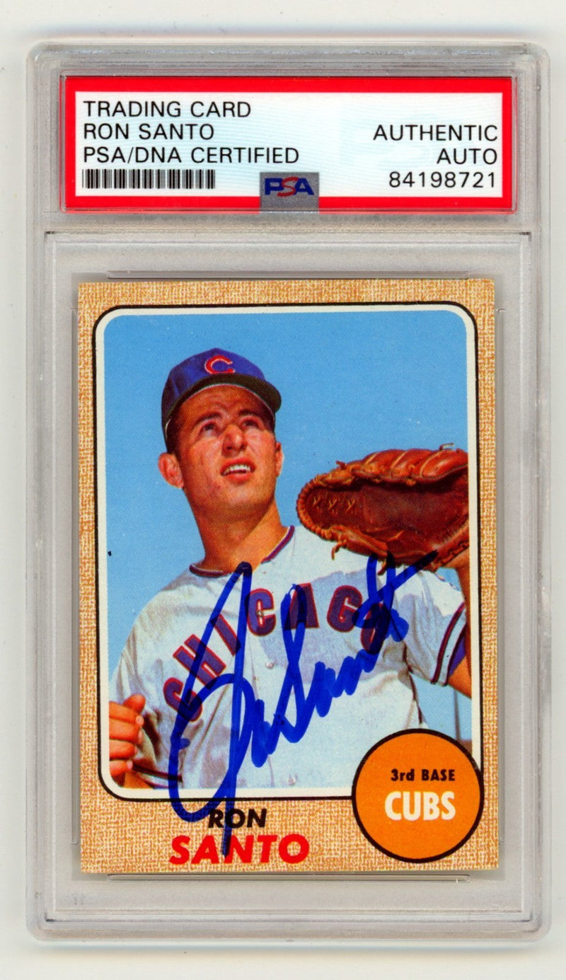 Ron Santo 1968 Topps Baseball #235 Signed Auto PSA Authentic Auto Chicago Cubs