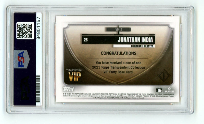 Jonathan India 2021 Topps Transcendent Collection VIP 1/1 RC Auto In PSA 10 Auto