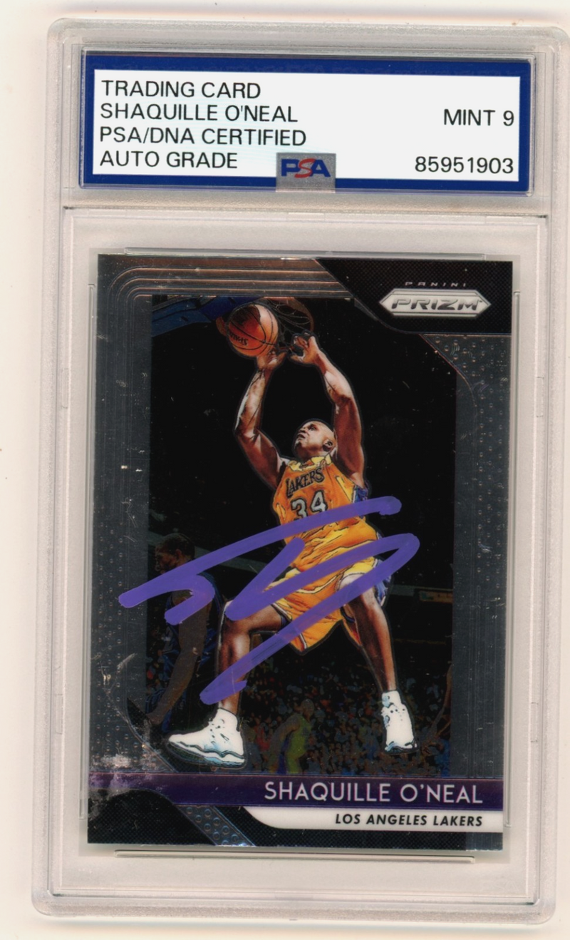 Shaquille O'Neal 2018-19 Panini Prizm #35 Signed PSA 9 Auto Shaq Lakers
