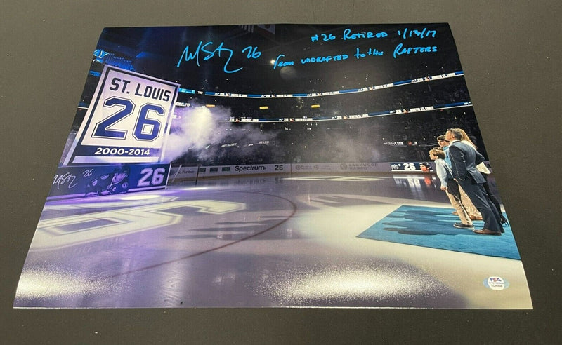 Martin St. Louis Signed Auto Tampa Bay Lightning 16x20 Photo 2x Ins PSA ITP COA