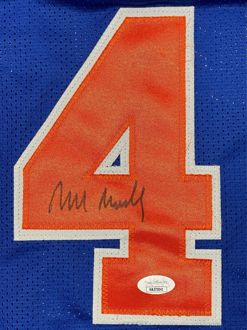 Bill Bradley Signed Autographed New York Knicks Custom Blue Jersey JSA COA