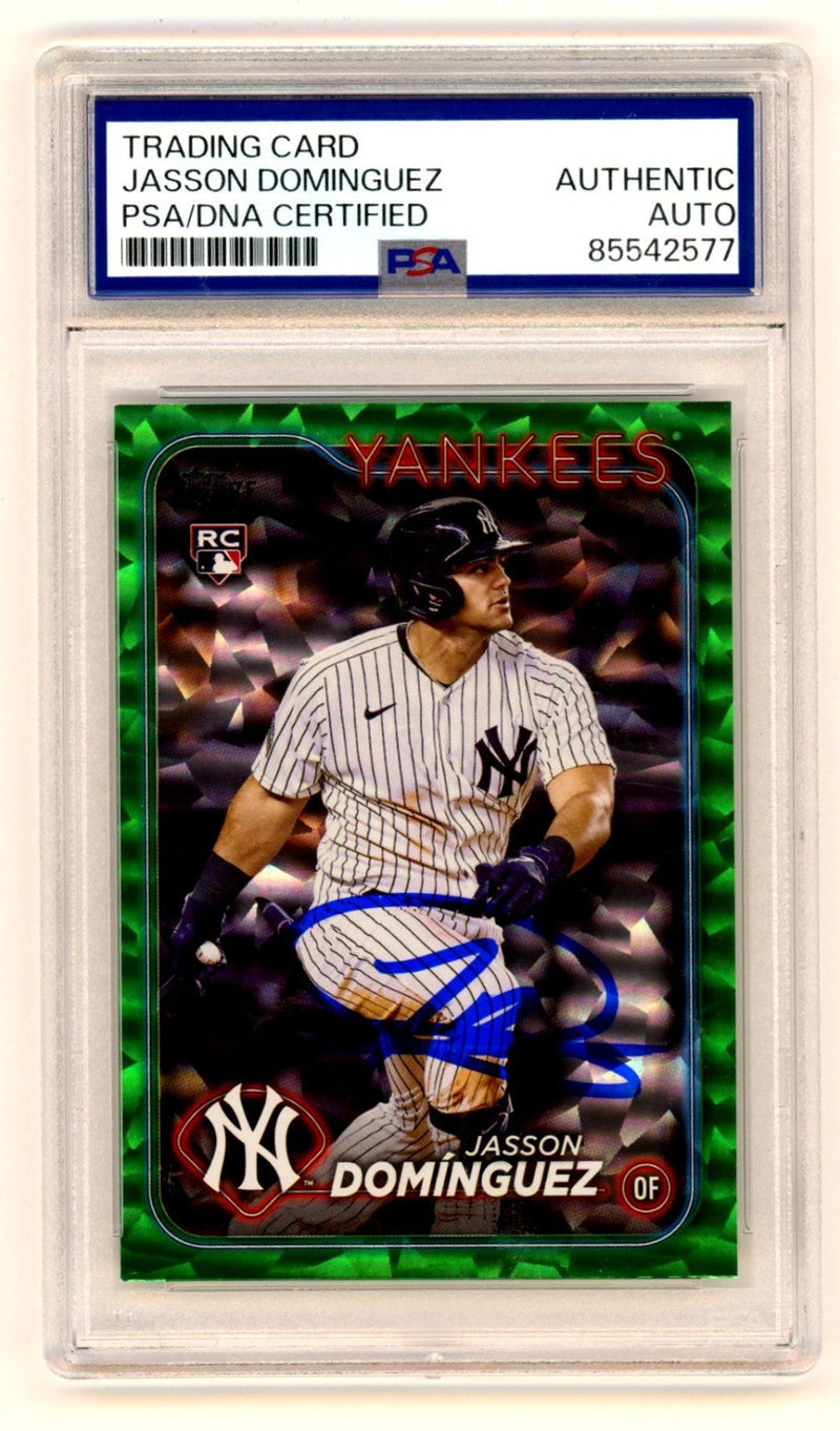 Jasson Dominguez 2024 Topps #60 Green Foilboard RC /499 PSA Authentic Auto