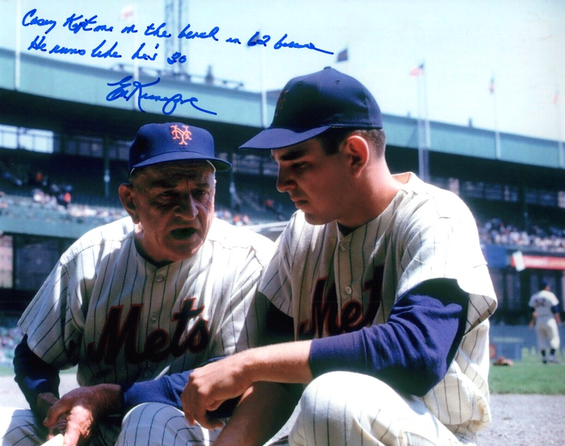 Ed Kranepool Signed Mets 8x10 Photo Inscribed LSCM COA w/ Casey Stengel #6