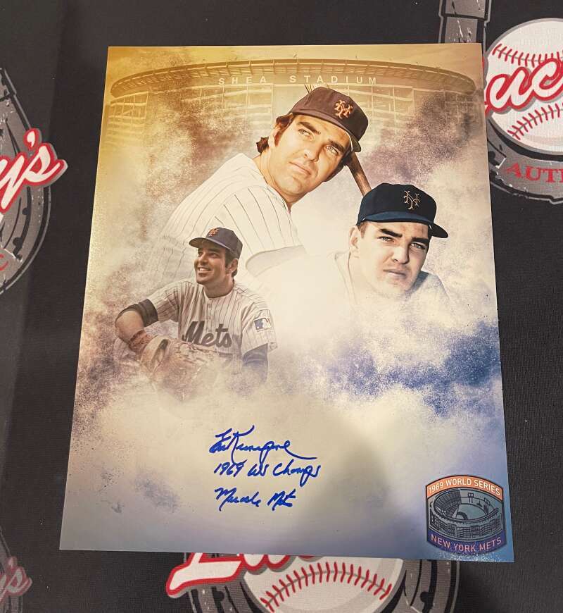 Ed Kranepool Signed New York Mets 11x14 Photo w/ 1969 WS Champs LSCM COA