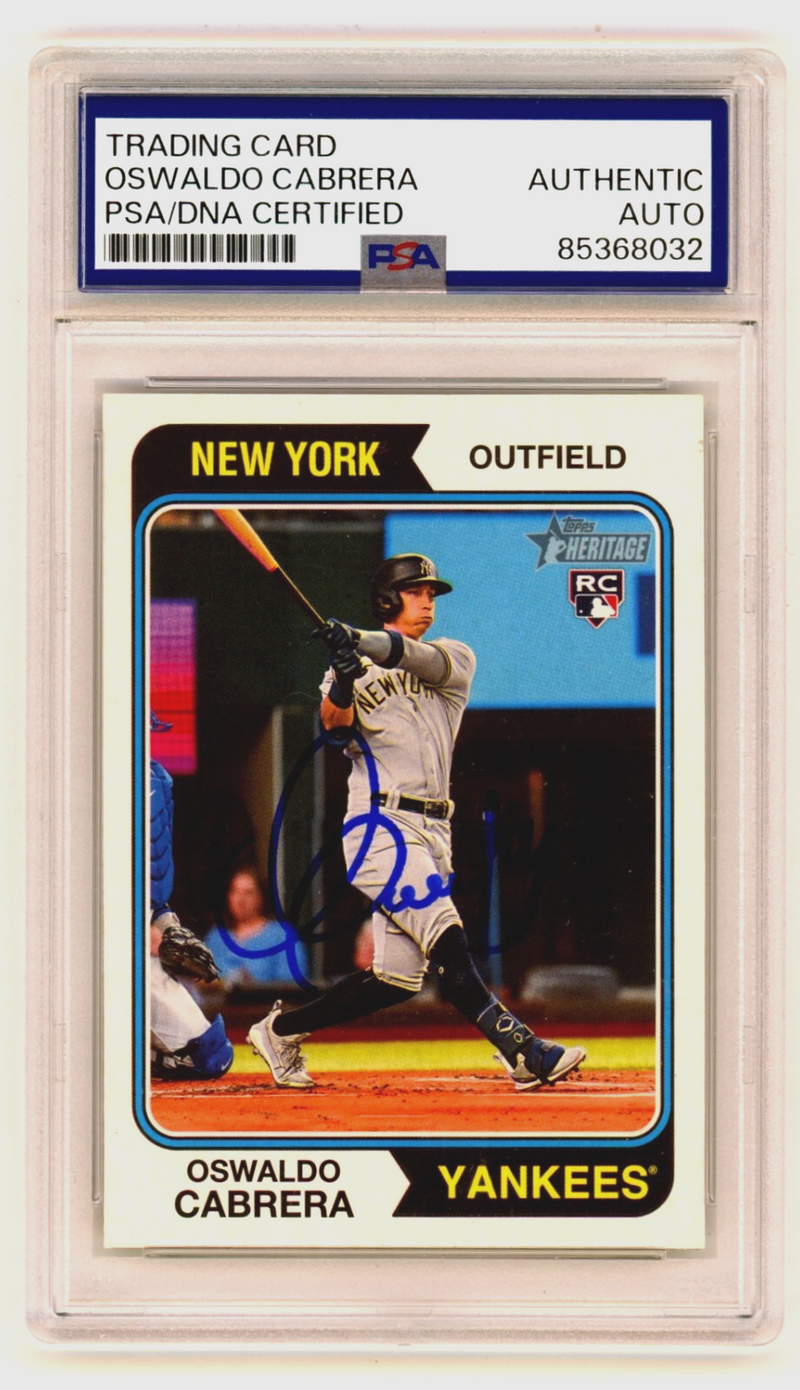 Oswaldo Cabrera 2023 Topps Heritage #135 Signed Rookie RC PSA Auth. Auto Yankees
