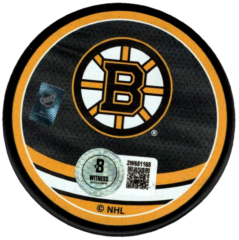 Adam Oates Signed Bruins Reverse Retro Puck w/ HOF 12 Beckett Wit BAS COA