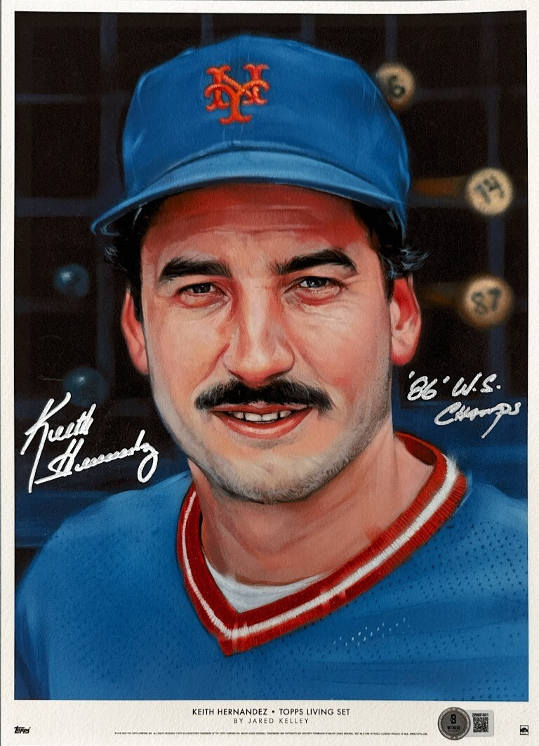 Keith Hernandez Signed Auto 11x17 Topps Living Print w/ 86 WSC Beckett BAS COA