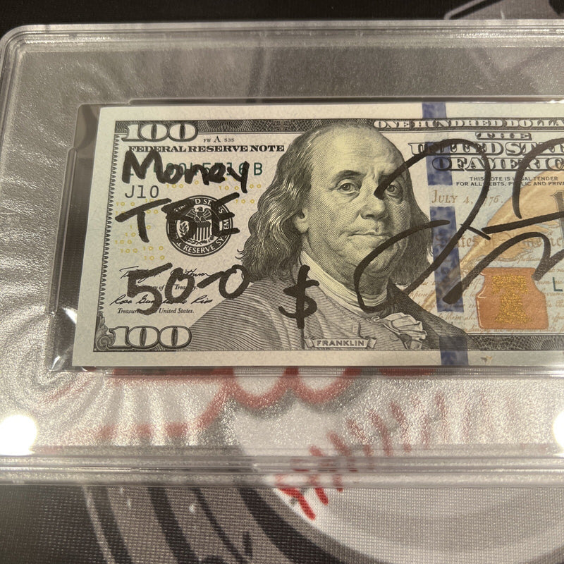 Floyd Mayweather Jr. Signed $100 Bill US Currency x4 Inscription PSA Auth Auto E