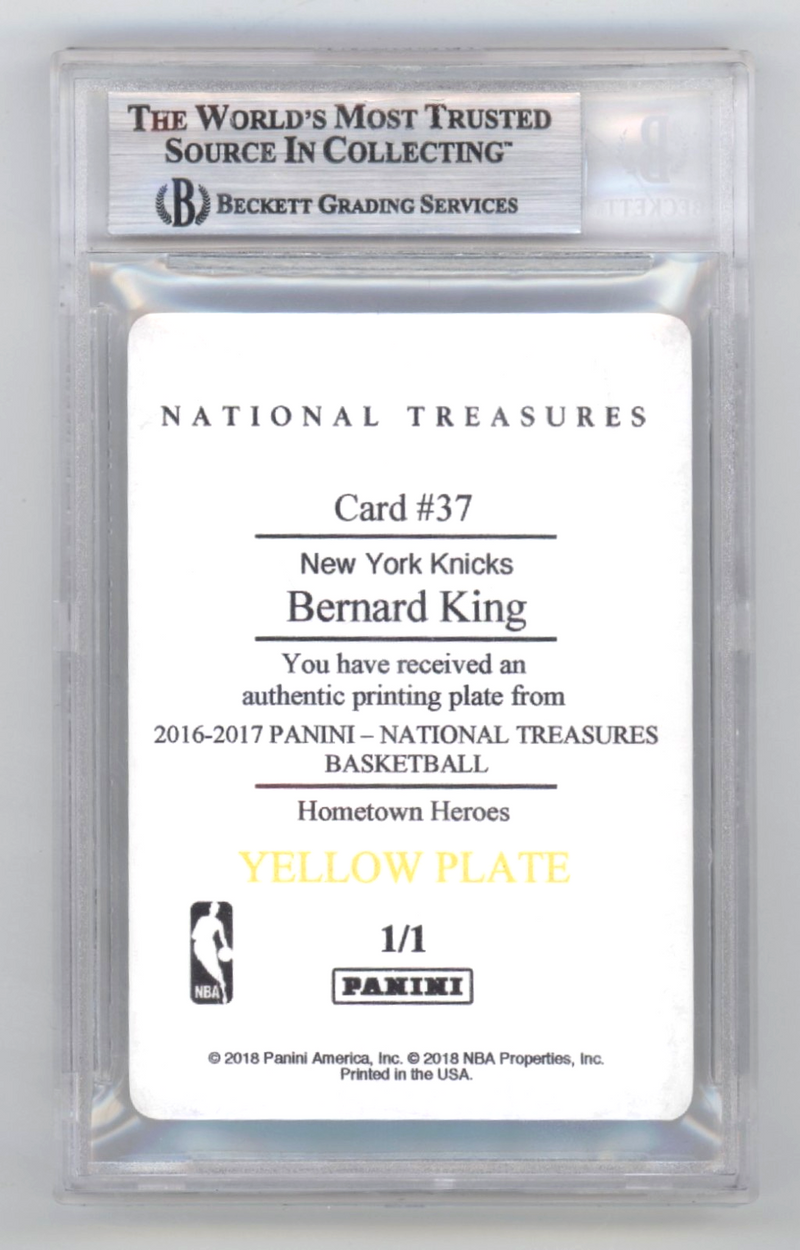 Bernard King 2016-17 National Treasures Printing Plate 1/1 Signed 3 Ins BGS Auto