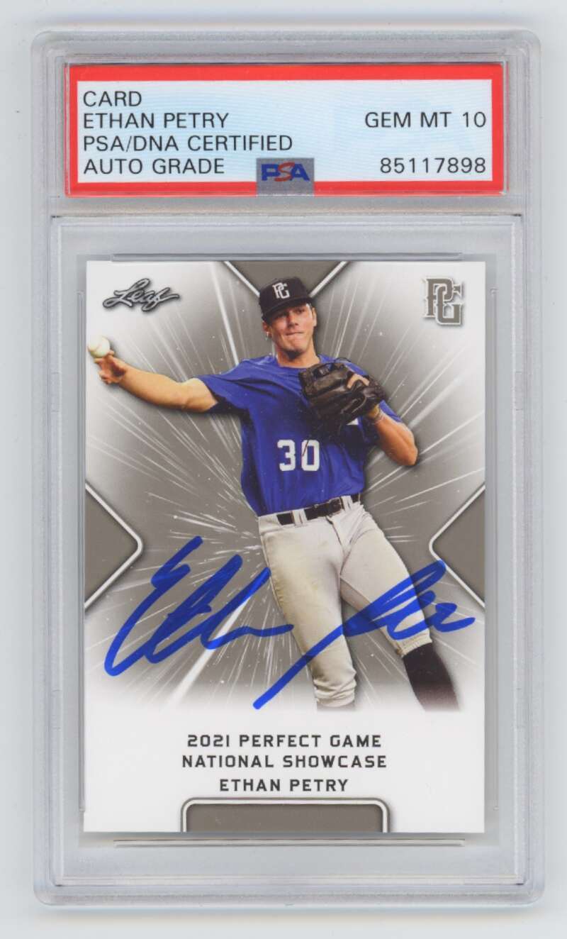 Ethan Petry 2021 Leaf Perfect Game #36 Signed PSA 10 Auto Washington Nationals