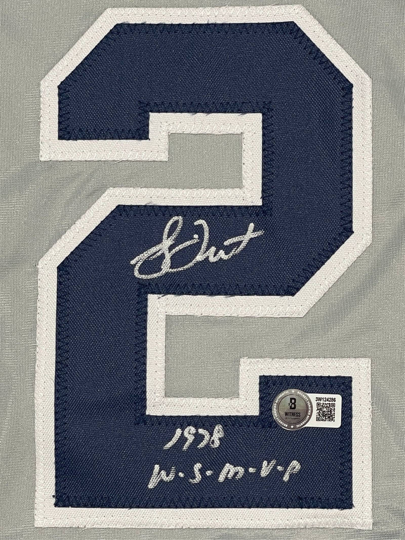 Bucky Dent Signed Yankees Custom Jersey w/ 1978 WS MVP Beckett Witness BAS COA