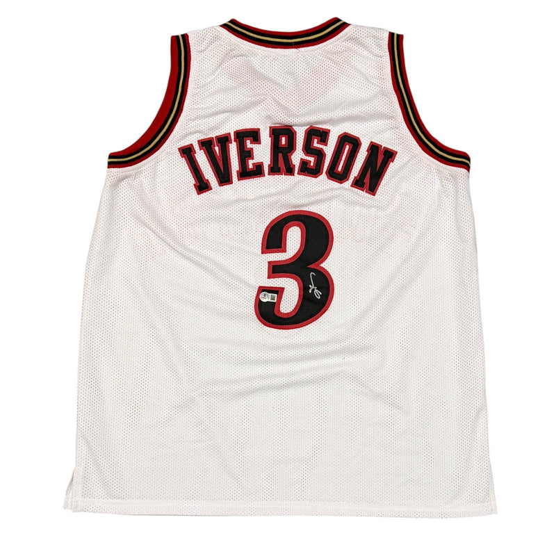 Allen Iverson Signed Philadelphia 76ers Custom White Jersey Beckett Wit BAS COA