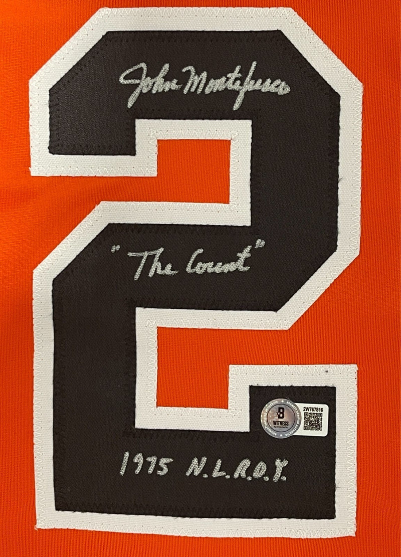 John Montefusco Signed SF Giants Custom Jersey w/ 2 Insc ROY Beckett Wit BAS COA