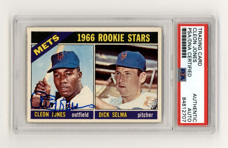 Cleon Jones 1966 Topps #67 Mets Rookie Stars RC Signed PSA DNA Authentic Auto