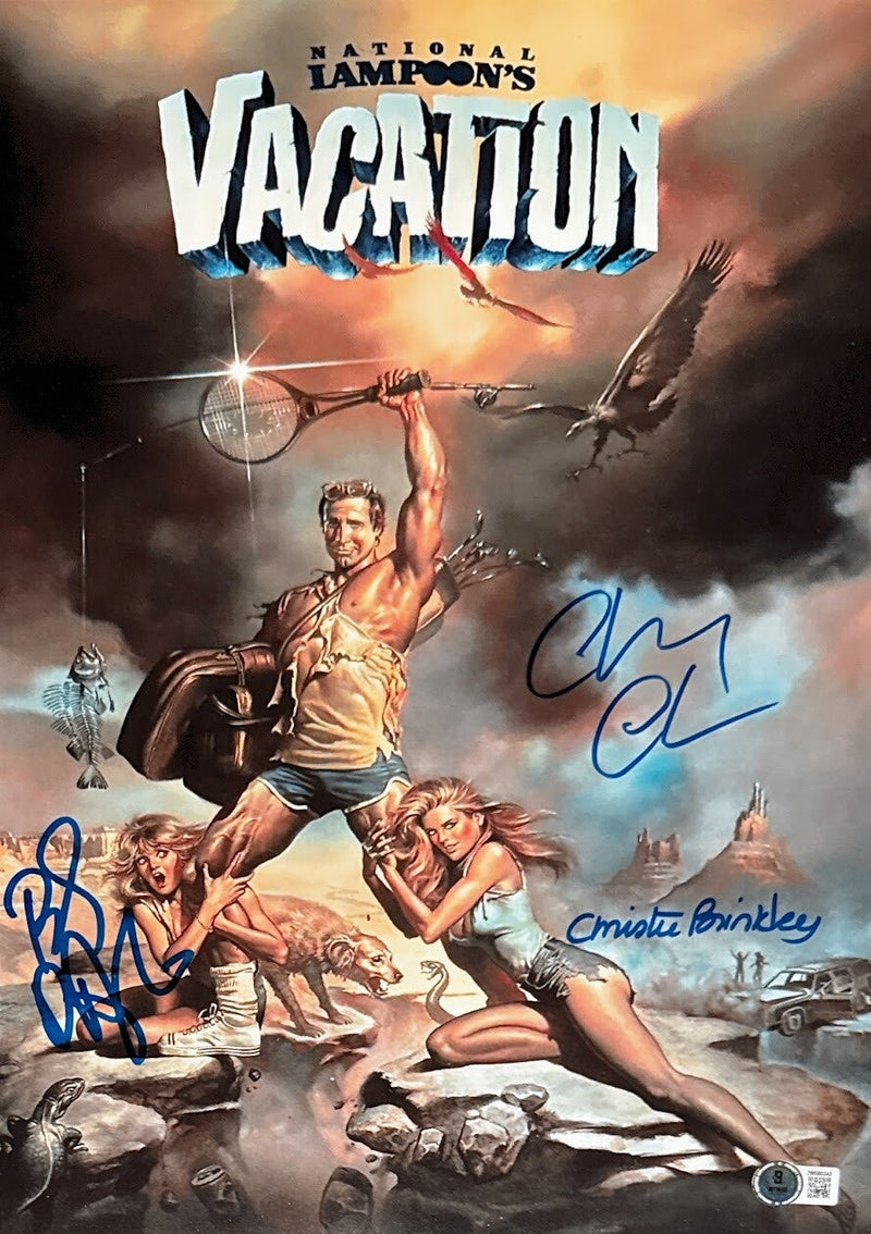 Chase Brinkley D'Angelo Triple Signed Auto 11x17 Mini Poster Vacation BAS W COA