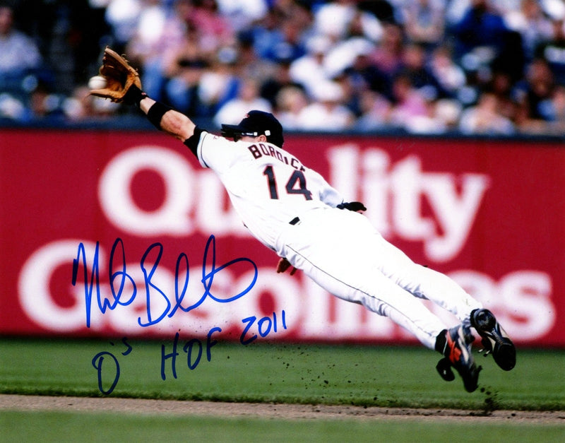 Mike Bordick Signed Autographed Orioles 8x10 Photo w/ O's HOF 2011 LSCM COA #1