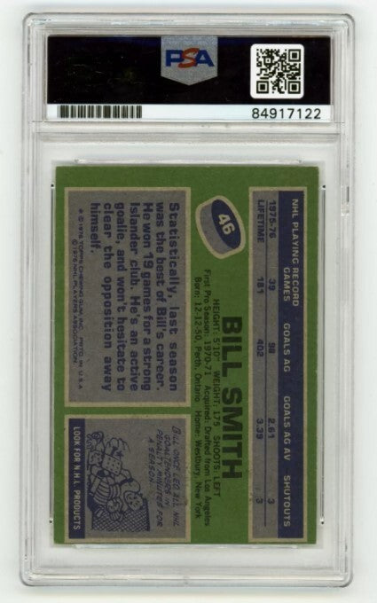 Billy Smith 1976-77 Topps #46 Signed PSA Authentic Auto Blue Islanders HOF