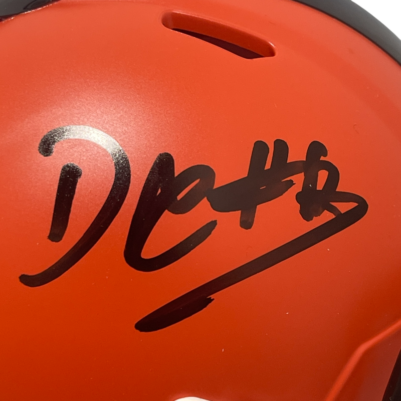David Njoku Signed Cleveland Browns Speed Mini Helmet Beckett Witness BAS COA