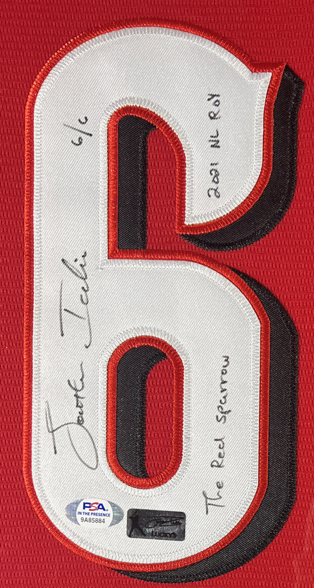 Jonathan India Signed Framed Custom Jersey w/ 2 Insc LE 6/6 Reds PSA ITP COA