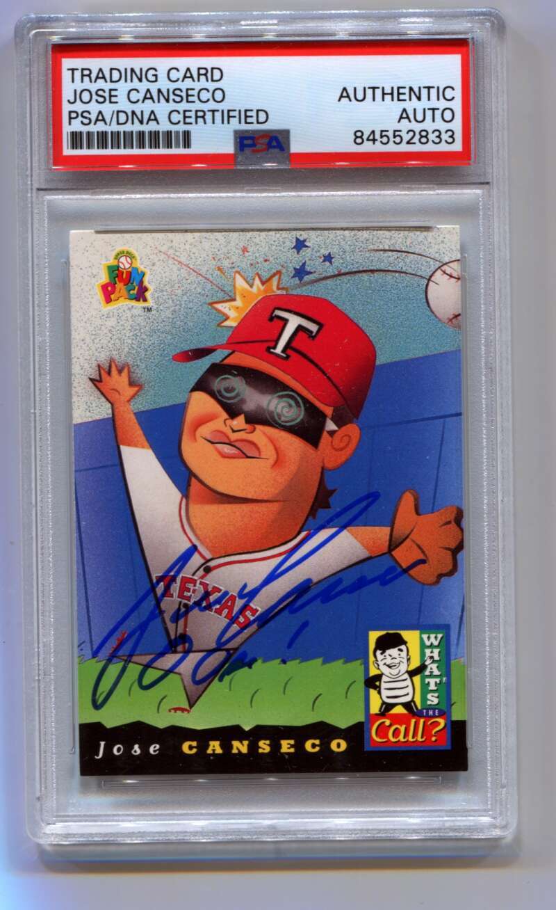 Jose Canseco 1994 Upper Deck Whats the Call 209 "Oops!" Insc Signed Auto PSA DNA