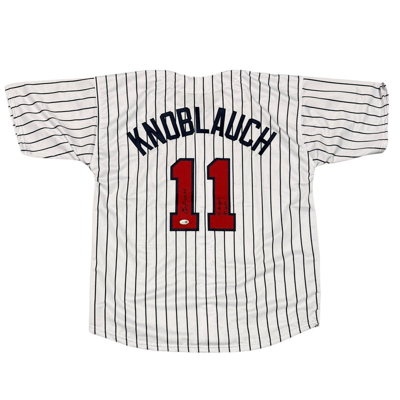 Chuck Knoblauch Signed Minnesota Twins Custom Jersey w/ 3 Insc. JSA Witness COA