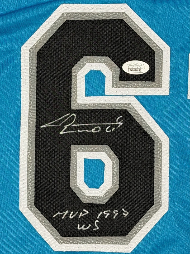 Livan Hernandez Signed Florida Marlins Custom Jersey w/ MVP 1997 WS JSA COA