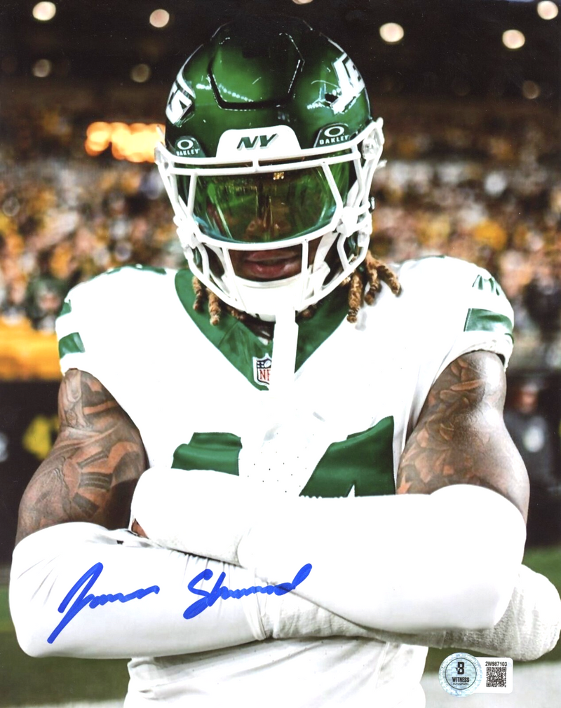 Jamien Sherwood Signed New York Jets 8x10 Photo Beckett Witness BAS COA