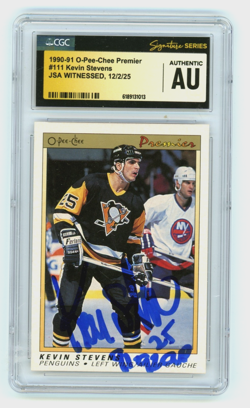 Kevin Stevens 1990-91 O-Pee-Chee Premier Signed RC JSA CGC Authentic Auto