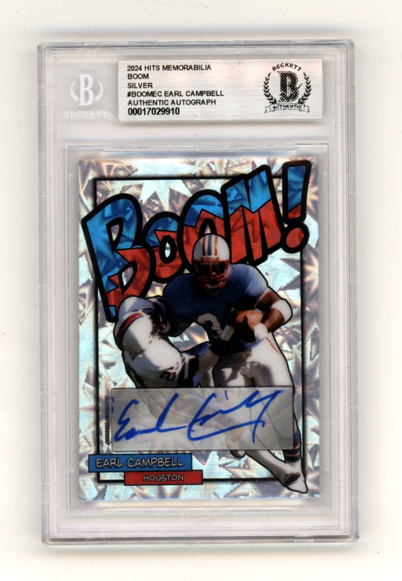 Earl Campbell 2024 Hits Memorabilia BOOM Silver Signed BGS BAS Auto Oilers HOF