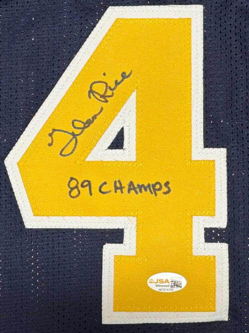 Glen Rice Signed Autographed Michigan Custom Jersey w/ 89 Champs JSA Witness COA