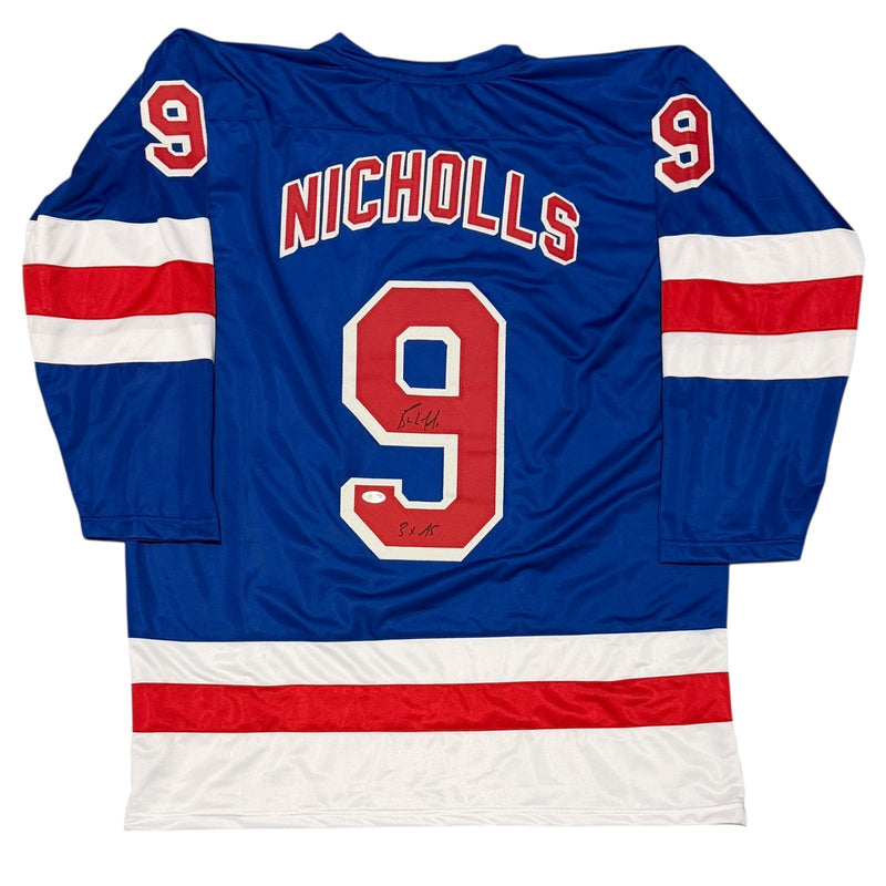Bernie Nicholls Signed New York Rangers Custom Jersey w/ 3 AS JSA Witness COA