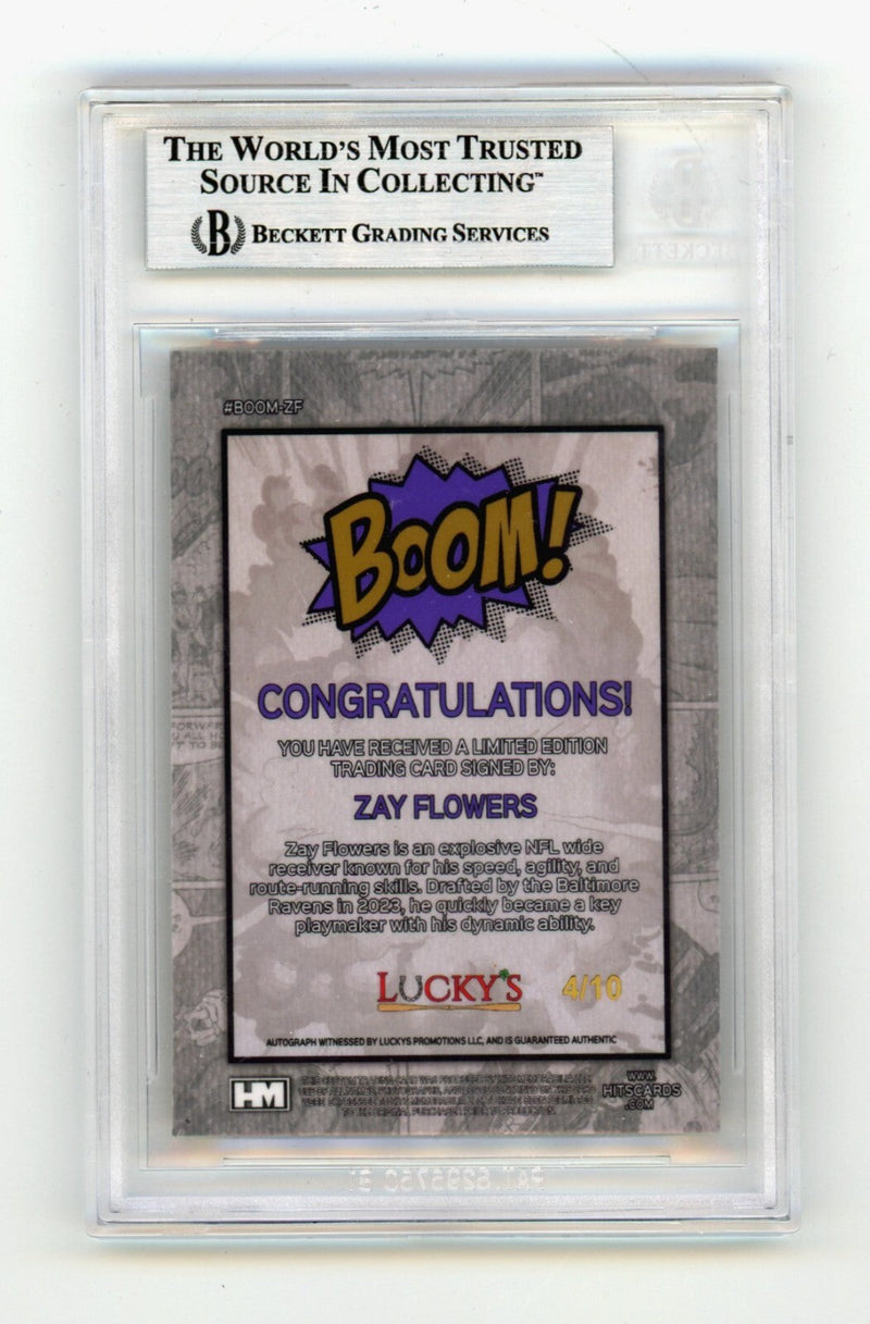 Zay Flowers 2024 Hits Memorabilia BOOM Gold JSY # 4/10 Signed BGS BAS Auto