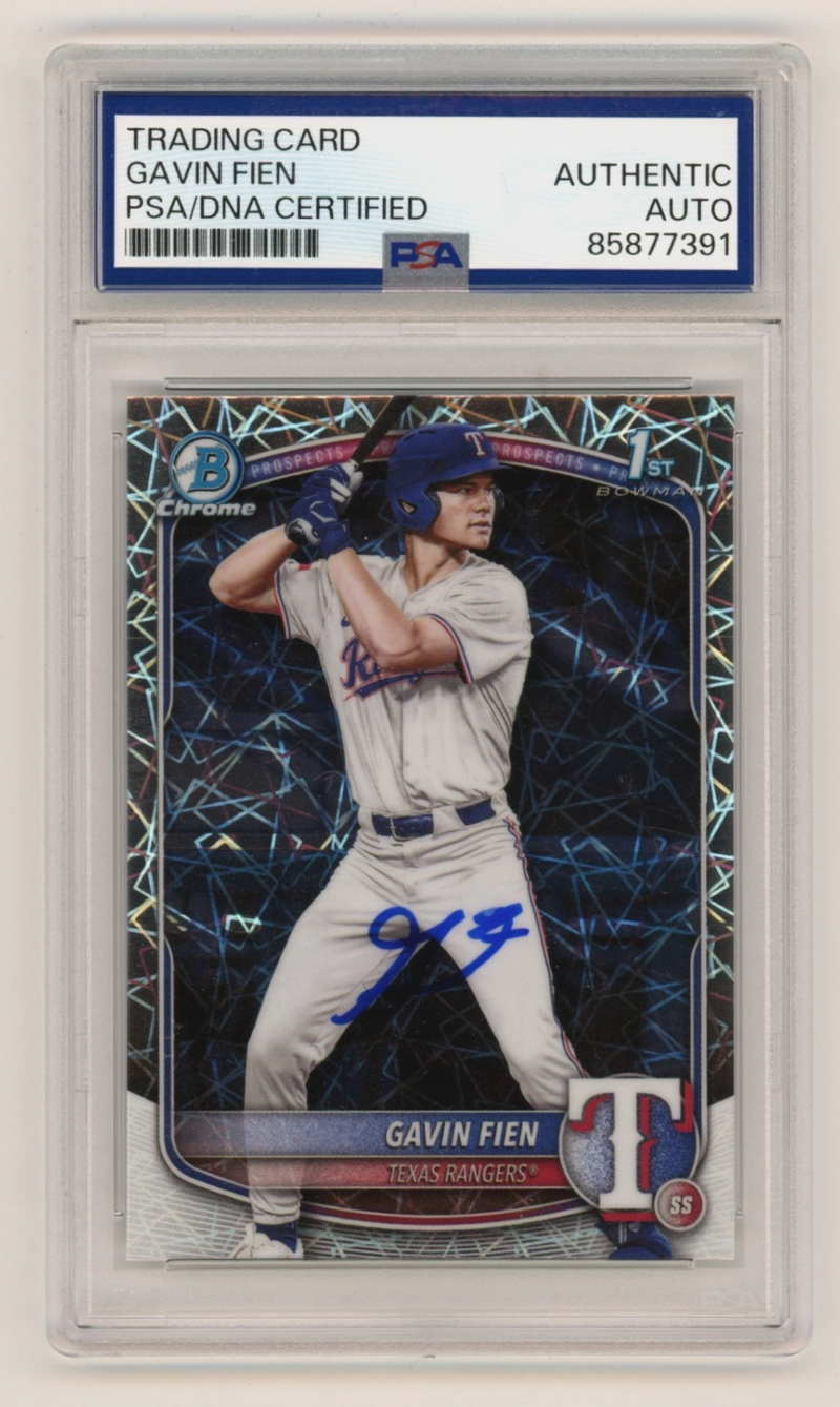Gavin Fien 2025 Bowman Chrome 1st Lazer Refractor Auto RC PSA Authentic Auto