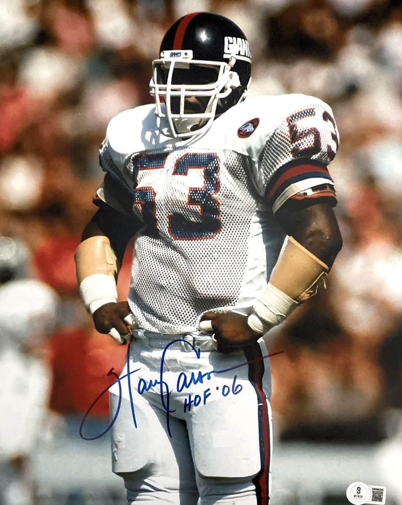 Harry Carson Signed NY Giants 11x14 Photo w/ HOF 06 Insc Beckett Witness BAS COA