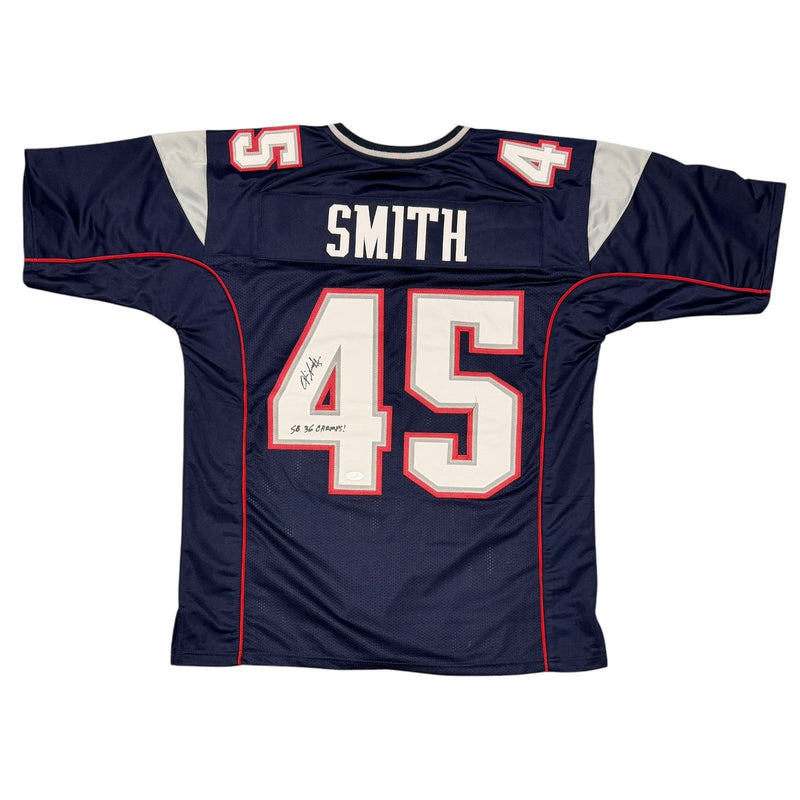 Otis Smith Signed Patriots Custom Jersey w/ SB 36 Champ JSA Witness COA