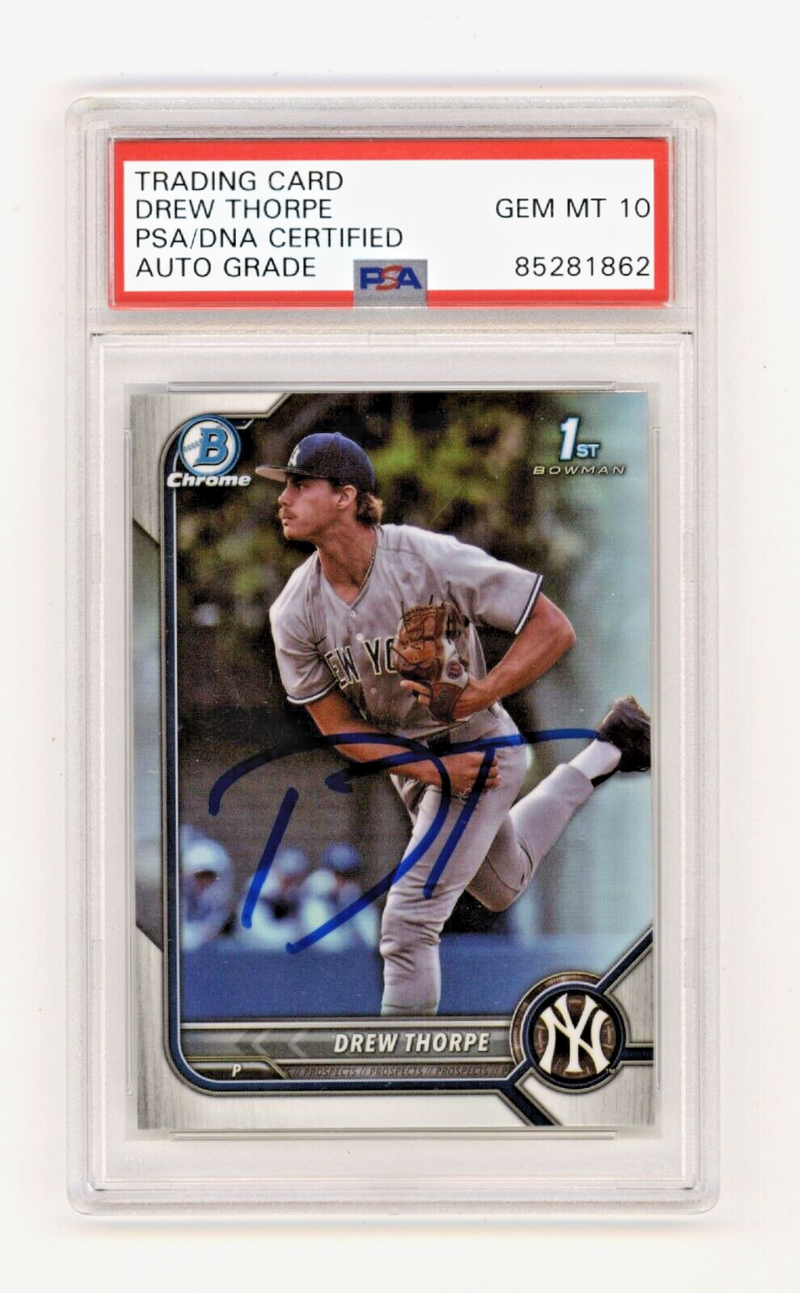Drew Thorpe 2022 Bowman Chrome Draft Refractor 1st Rookie RC Signed PSA 10 Auto