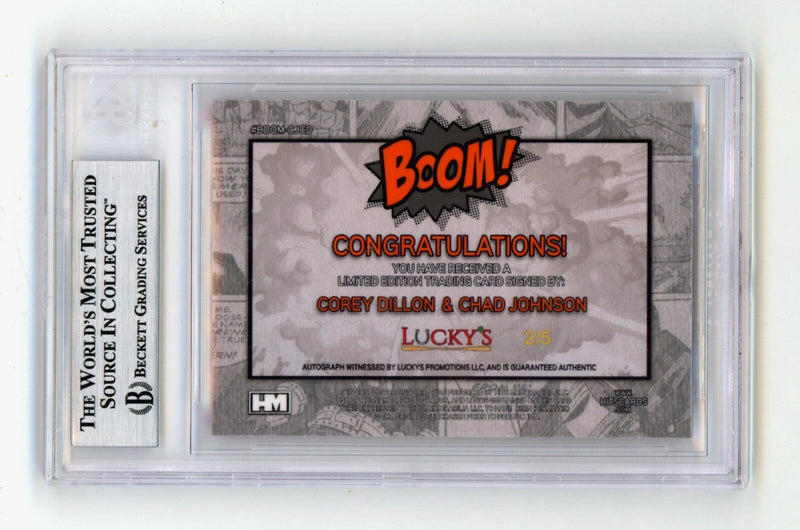 Corey Dillon & Chad Johnson 2024 Hits Memorabilia BOOM Orange /5 Signed BGS Auto