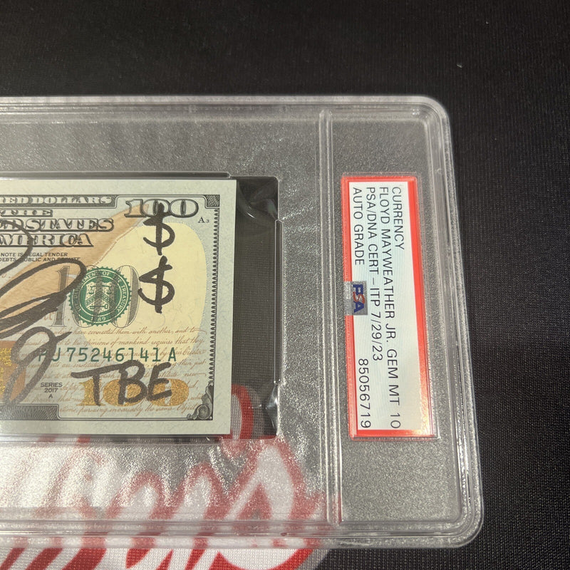 Floyd Mayweather Jr Signed $100 Bill US Currency x4 Inscriptions PSA 10 Auto L