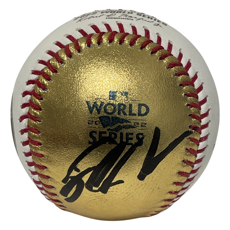 Trey Mancini Signed Auto Gold LE 2022 World Series Baseball Beckett BAS COA B