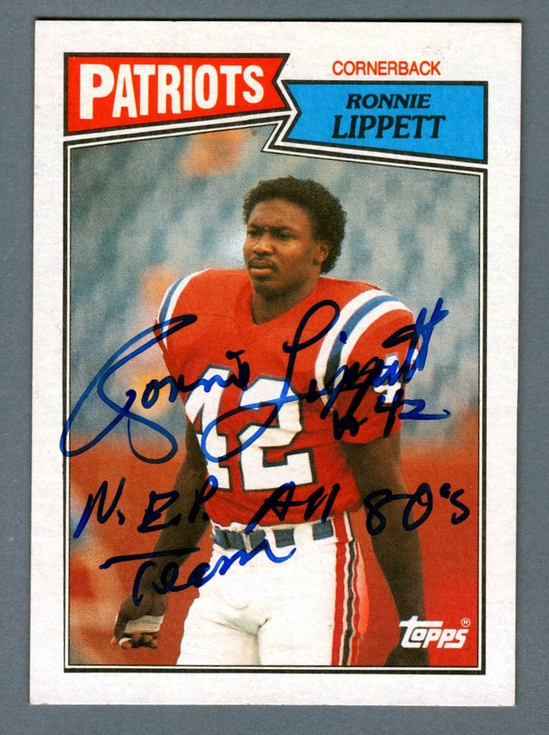 Ronnie Lippett Signed 1987 Topps Football #109 RC w/ NEP All 80's Team LSCM COA