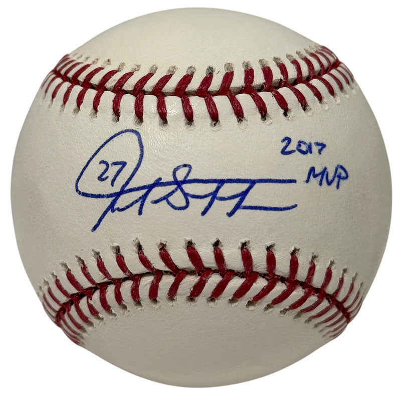 Giancarlo Stanton Signed Autographed ROMLB Baseball w/ 2017 MVP JSA COA Yankees