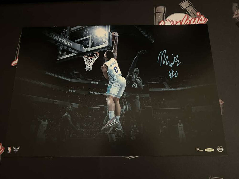 Miles Bridges Signed Auto 24x16 Photo Baseline Jam 15/100 Upper Deck UDA COA