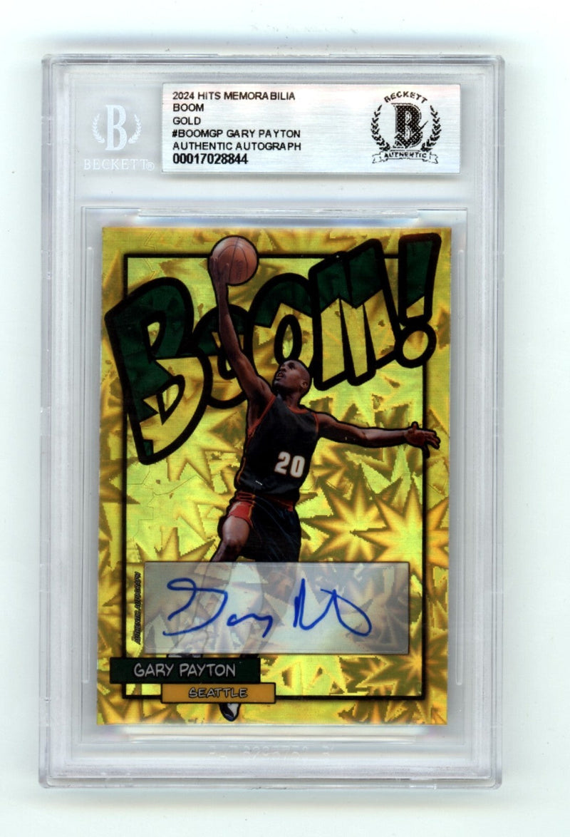 Gary Payton 2024 Hits Memorabilia BOOM Gold #/10 Signed BGS BAS Auto Sonics