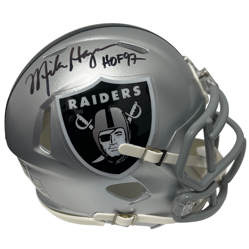 Mike Haynes Signed Raiders Speed Mini Helmet w/ HOF 97 Beckett Witness BAS COA