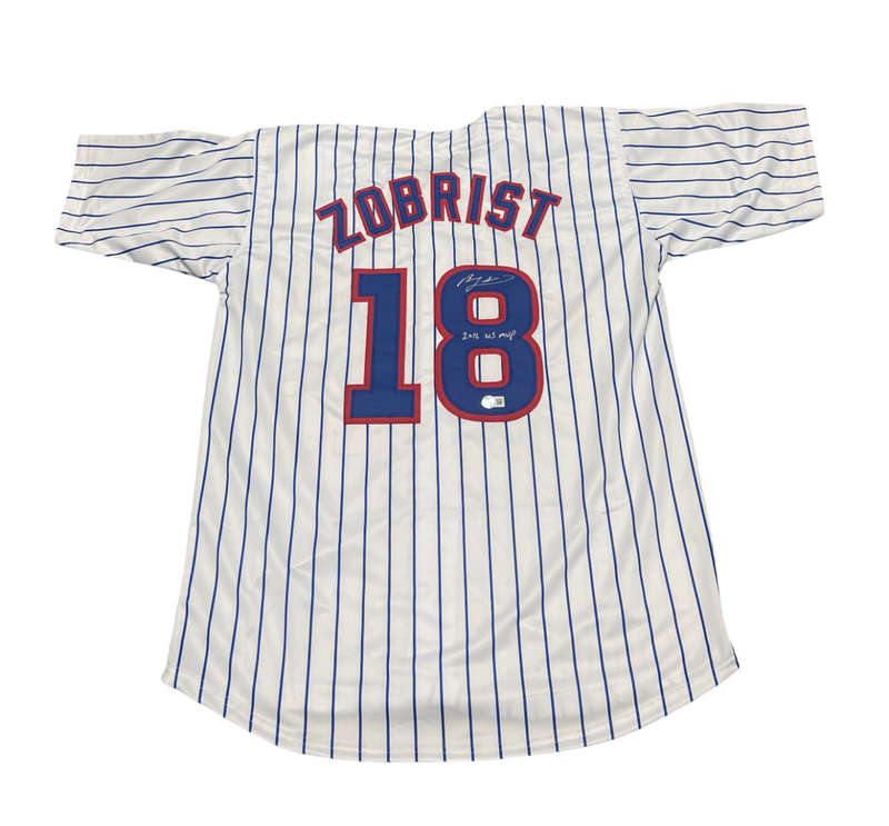 Ben Zobrist Signed Chicago Cubs Custom Jersey w/ 2016 WS MVP Beckett Wit BAS COA