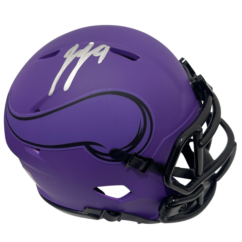 J.J. McCarthy Signed Minnesota Vikings Rave Mini Helmet Beckett Witness BAS COA